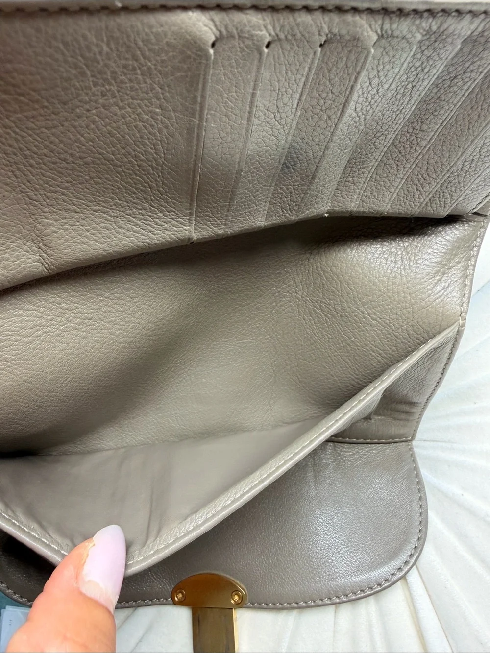 Louis Vuitton Taupe Perforated Monogram Leather Clutch with Gold Lock